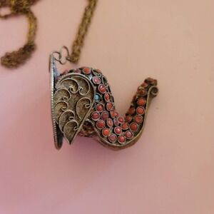Vintage elephant Pendant Necklace‎ Coral Turquoise Bohemian Tribal Jewelry